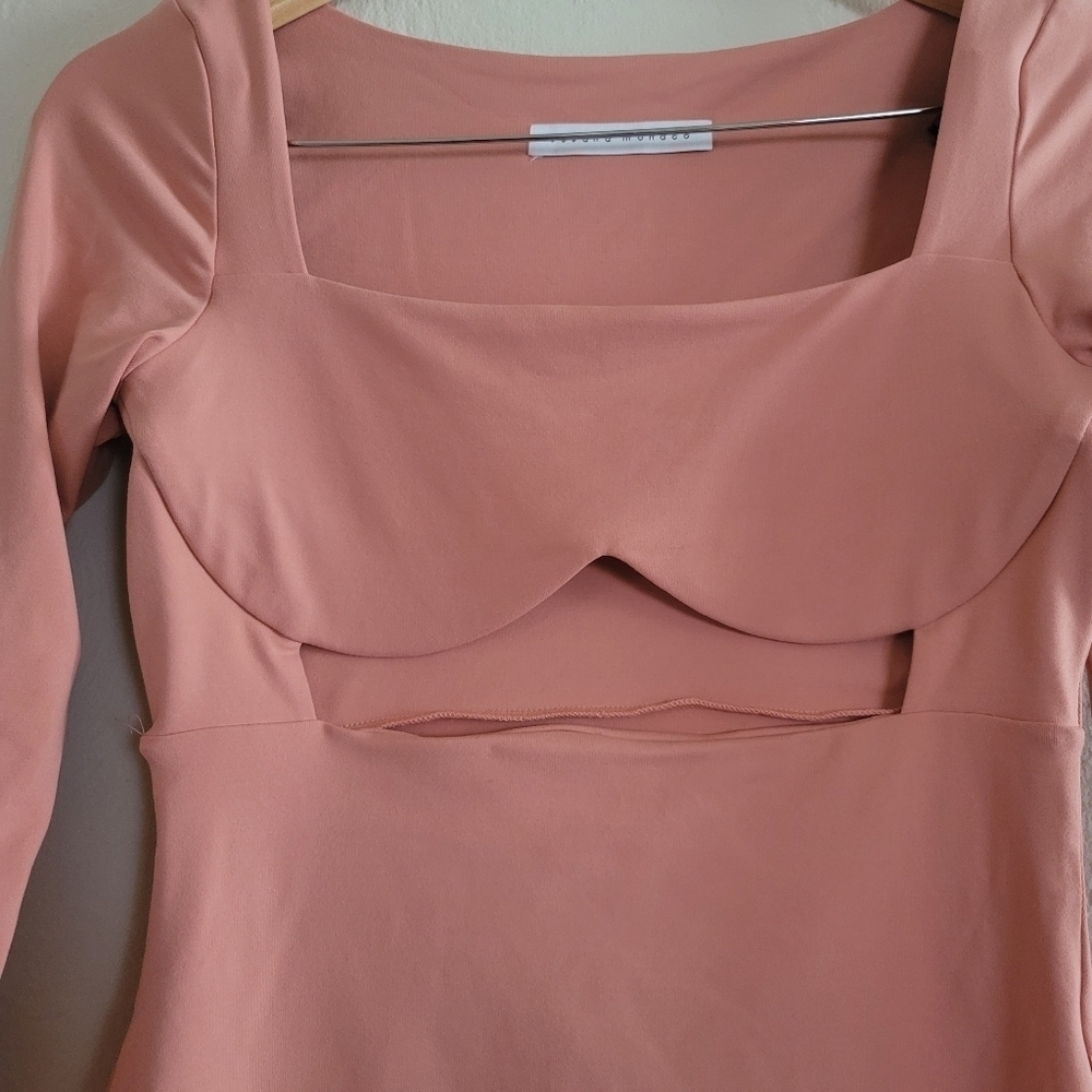 Susana‎ Monaco, Reverse Sweetheart Long Sleeve Dress, Coho, Size Small - Picture 6 of 9